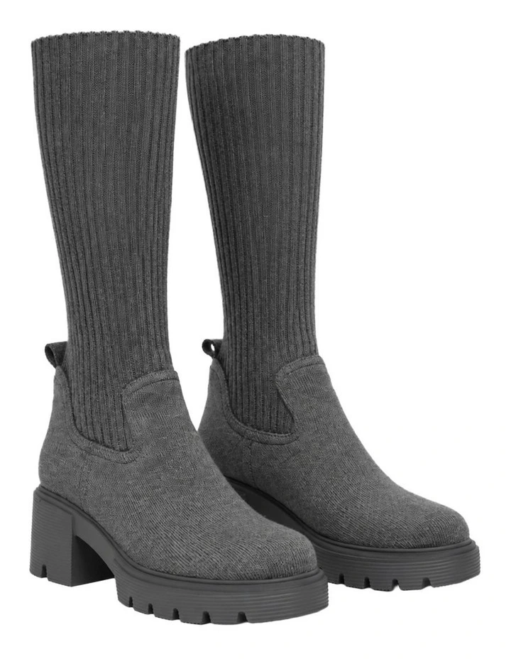 Tokyo Lights Rib Sock Boot in Grey image 3