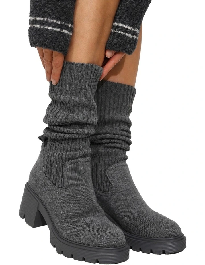 Tokyo Lights Rib Sock Boot in Grey image 6