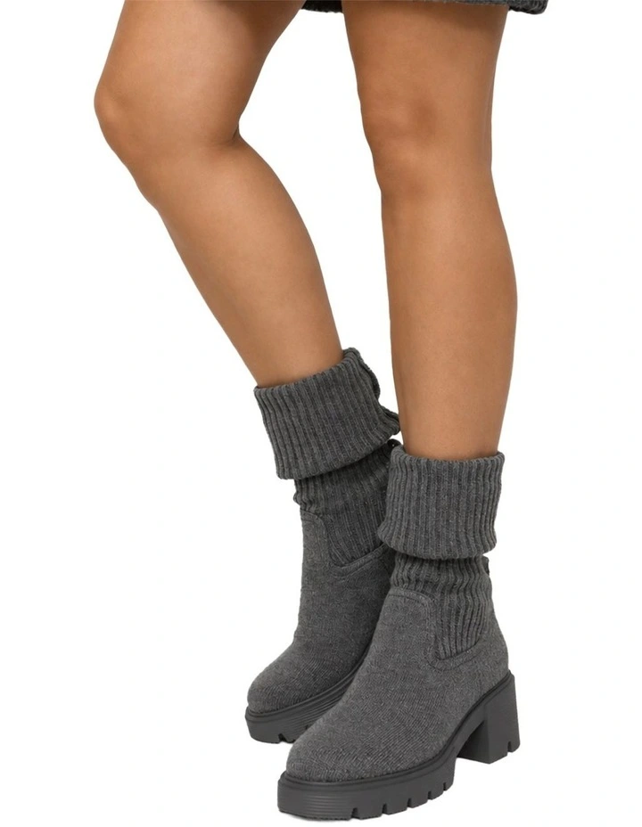 Tokyo Lights Rib Sock Boot in Grey image 7