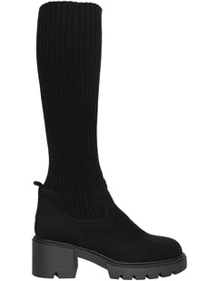 Tokyo Lights Rib Sock Boot in Black