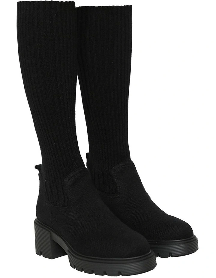 Tokyo Lights Rib Sock Boot in Black image 2