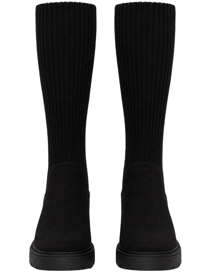 Tokyo Lights Rib Sock Boot in Black image 3