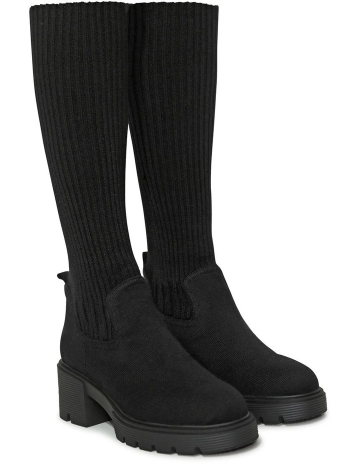 Tokyo Lights Rib Sock Boot in Black image 4