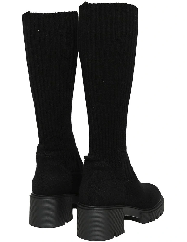 Tokyo Lights Rib Sock Boot in Black image 4