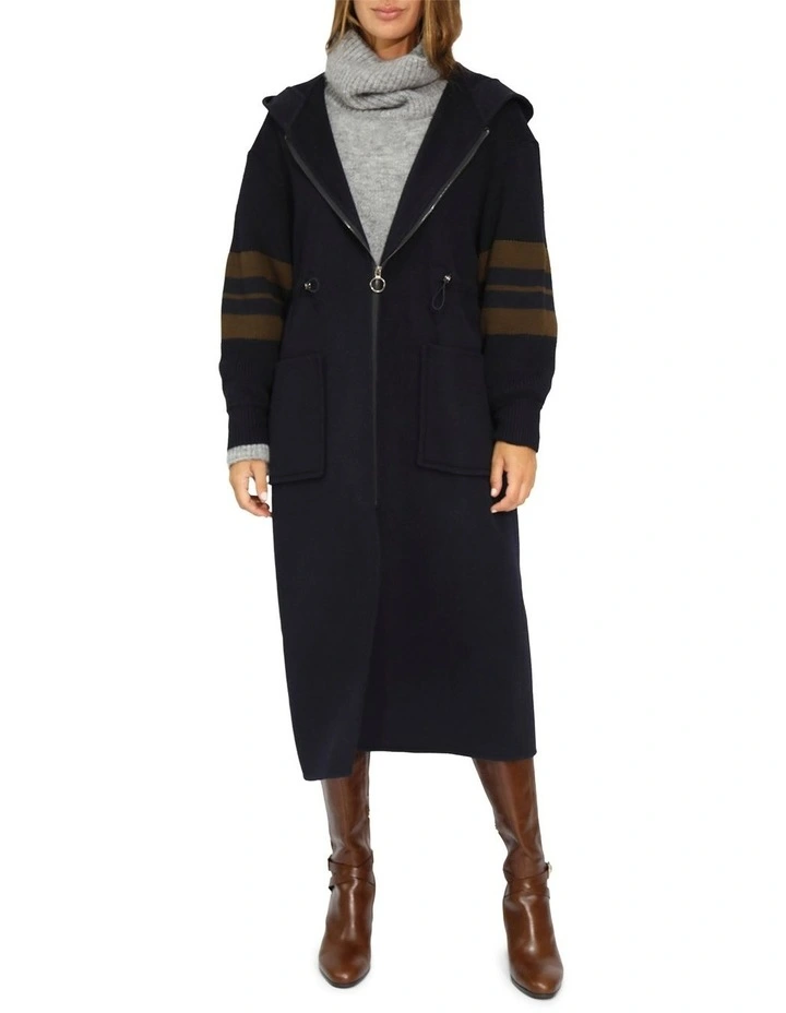 Cool Kid Hooded Coat in Navy and Olive image 1