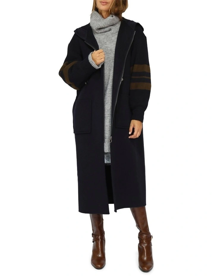 Cool Kid Hooded Coat in Navy and Olive image 2
