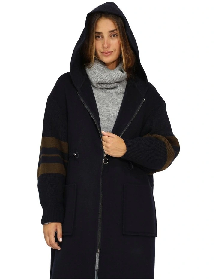 Cool Kid Hooded Coat in Navy and Olive image 7