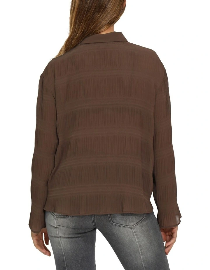 Yoko Shirred Chiffon Blouse in Chocolate image 4