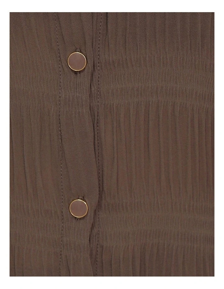 Yoko Shirred Chiffon Blouse in Chocolate image 5