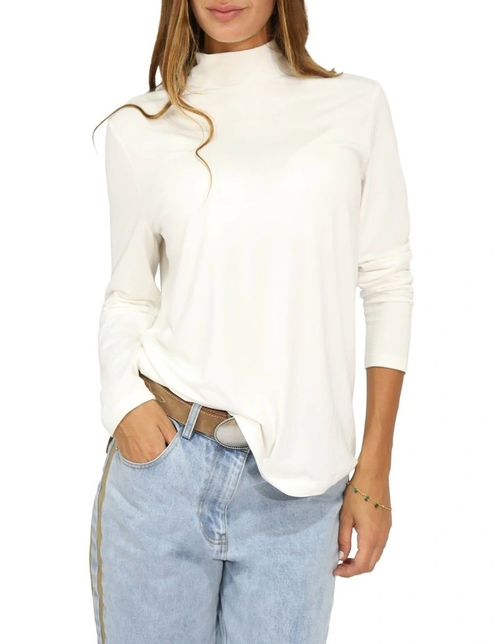 Easy Love Long Sleeve Top in White image 2