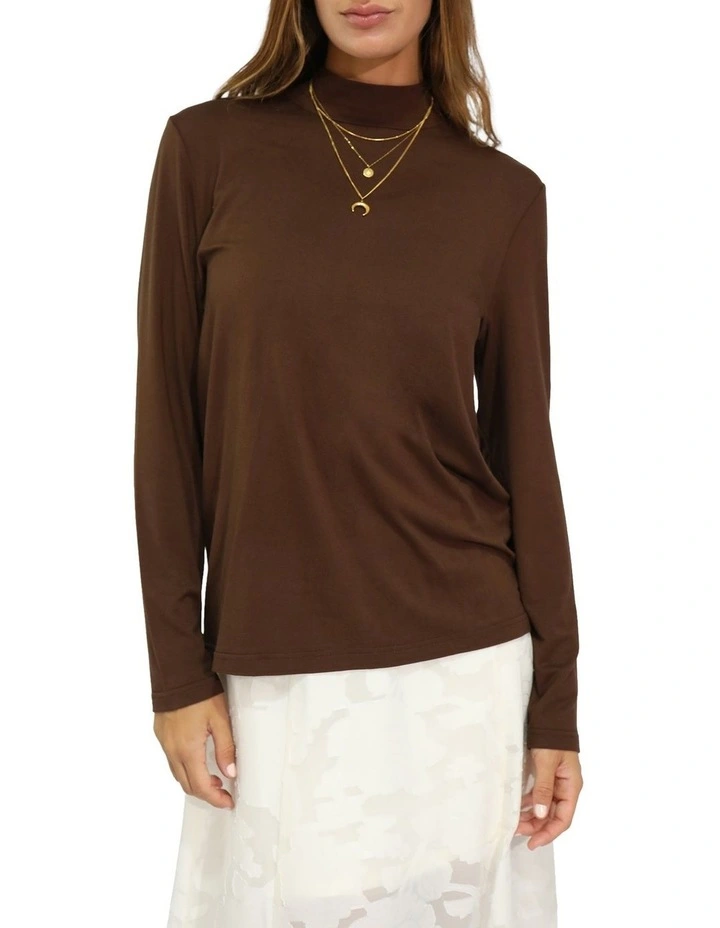 Easy Love Long Sleeve Top in Chocolate image 2