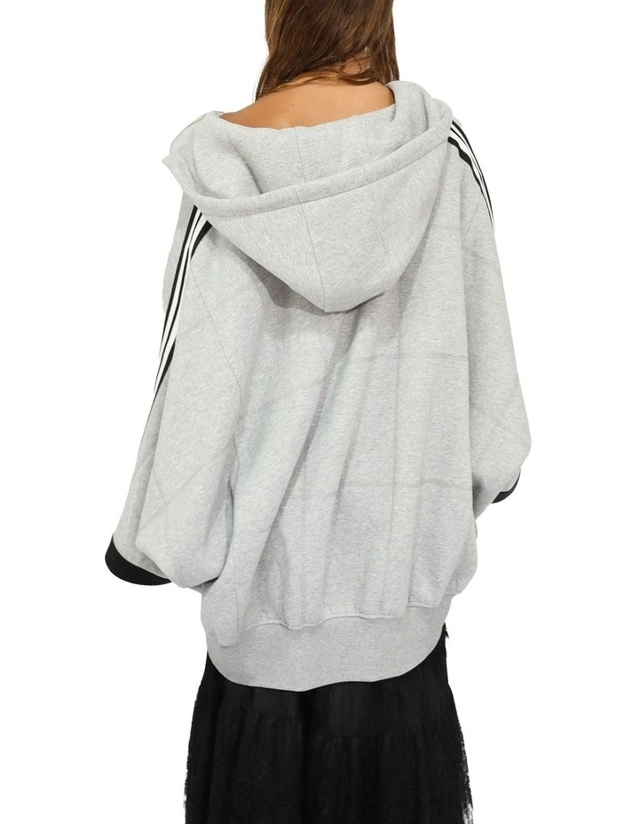 Living By The Ocean Oversized Striped Hoodie in Grey Melange image 4