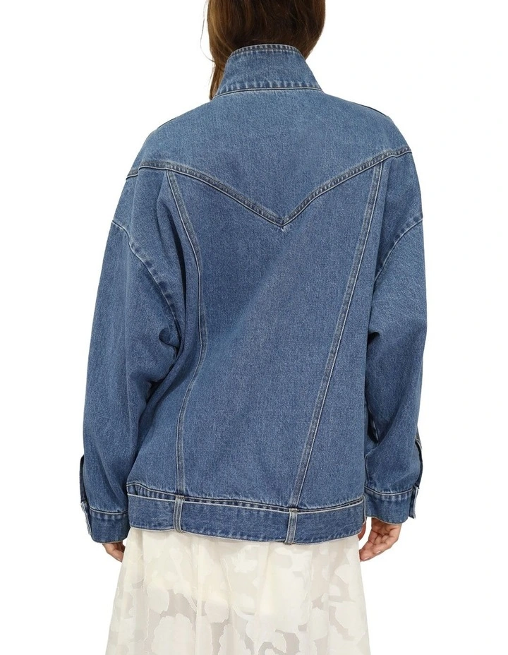 Downtown Oversized Jacket in Medium Denim Wash image 4