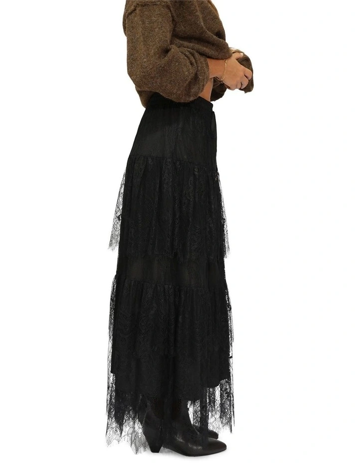 Dreamy Days Lace Tiered Skirt in Black image 3