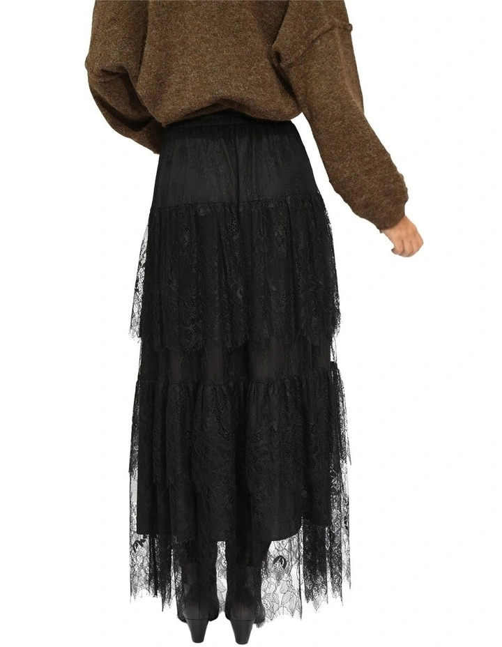 Dreamy Days Lace Tiered Skirt in Black image 4