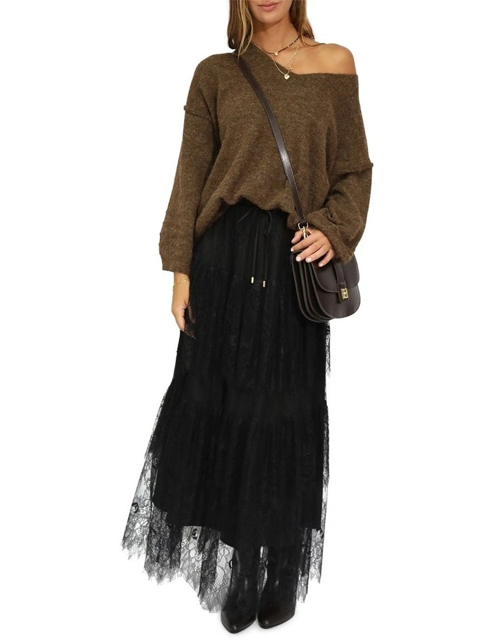 Dreamy Days Lace Tiered Skirt in Black image 5