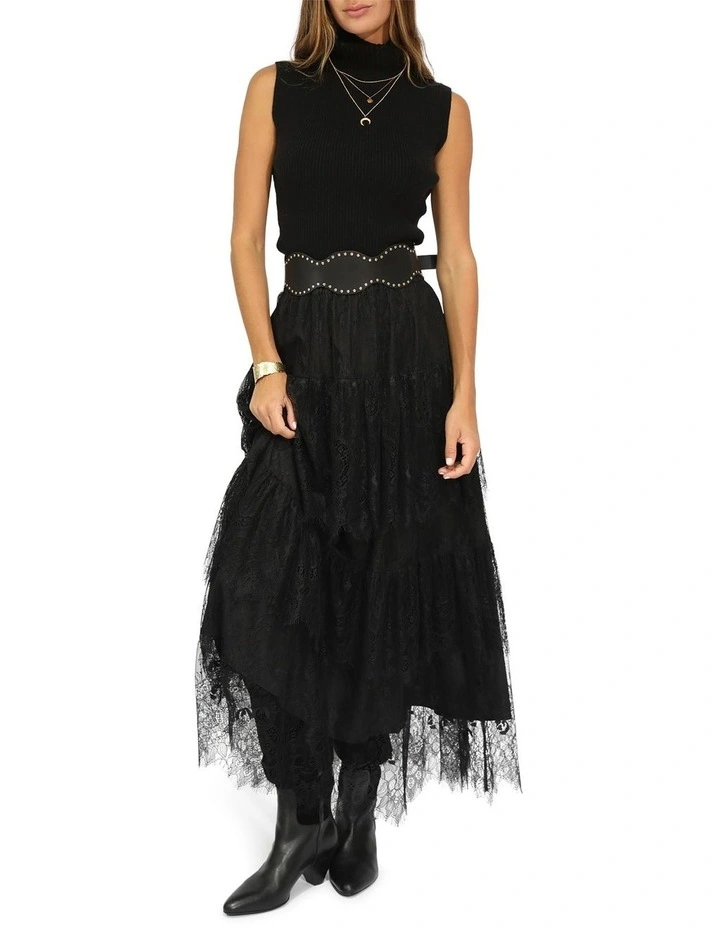 Dreamy Days Lace Tiered Skirt in Black image 7