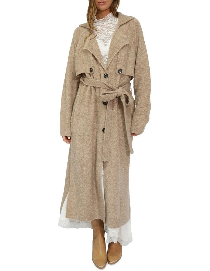 Live In Dream Maxi Trench Cardigan in Khaki image 2