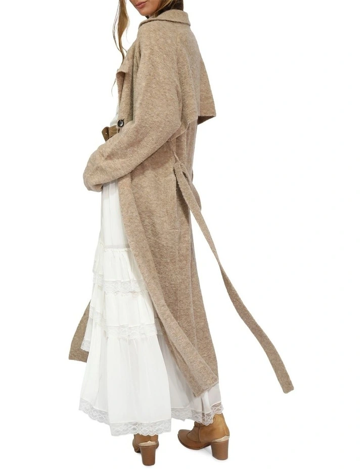Live In Dream Maxi Trench Cardigan in Khaki image 3