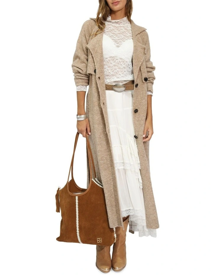 Live In Dream Maxi Trench Cardigan in Khaki image 5