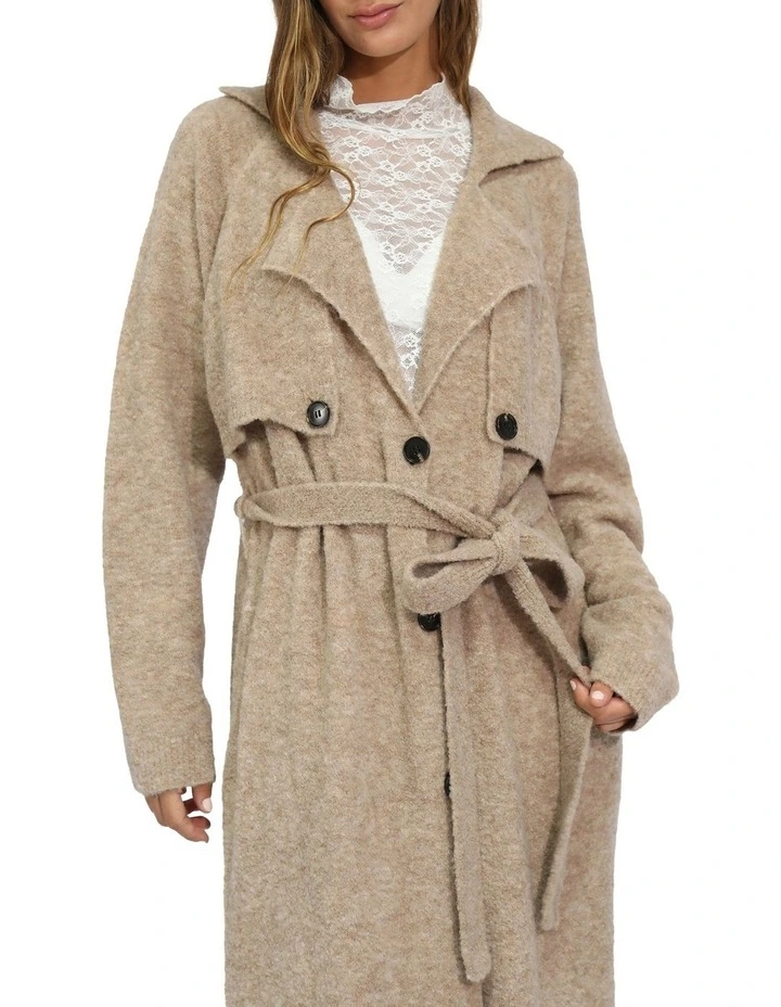 Live In Dream Maxi Trench Cardigan in Khaki image 6