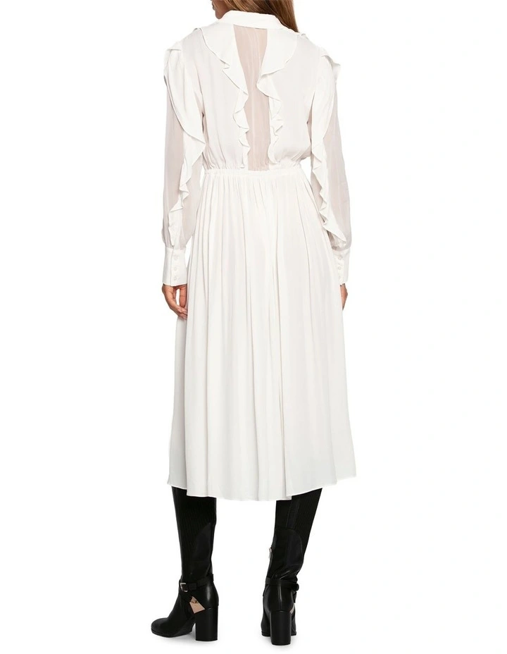 Slow Dance Frill Midi Dress in White image 3