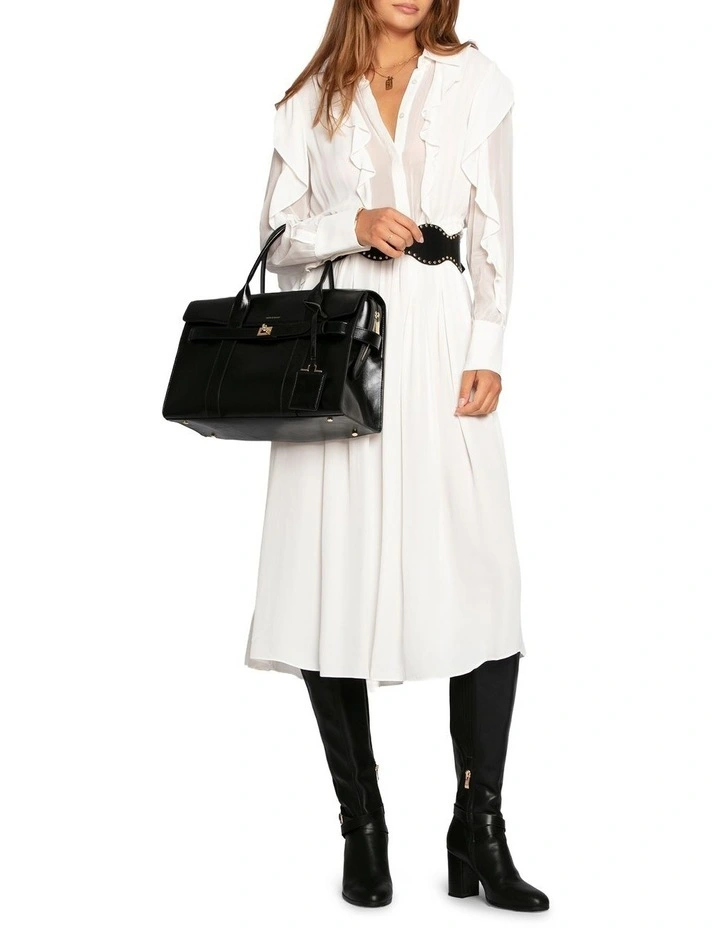 Slow Dance Frill Midi Dress in White image 5