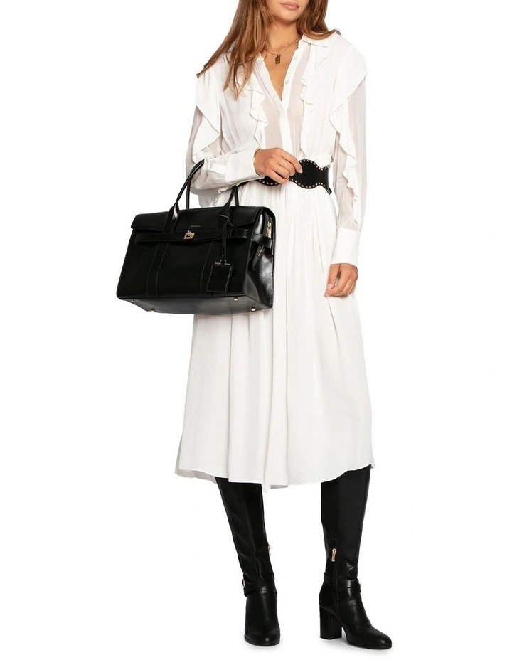 Slow Dance Frill Midi Dress in White image 5