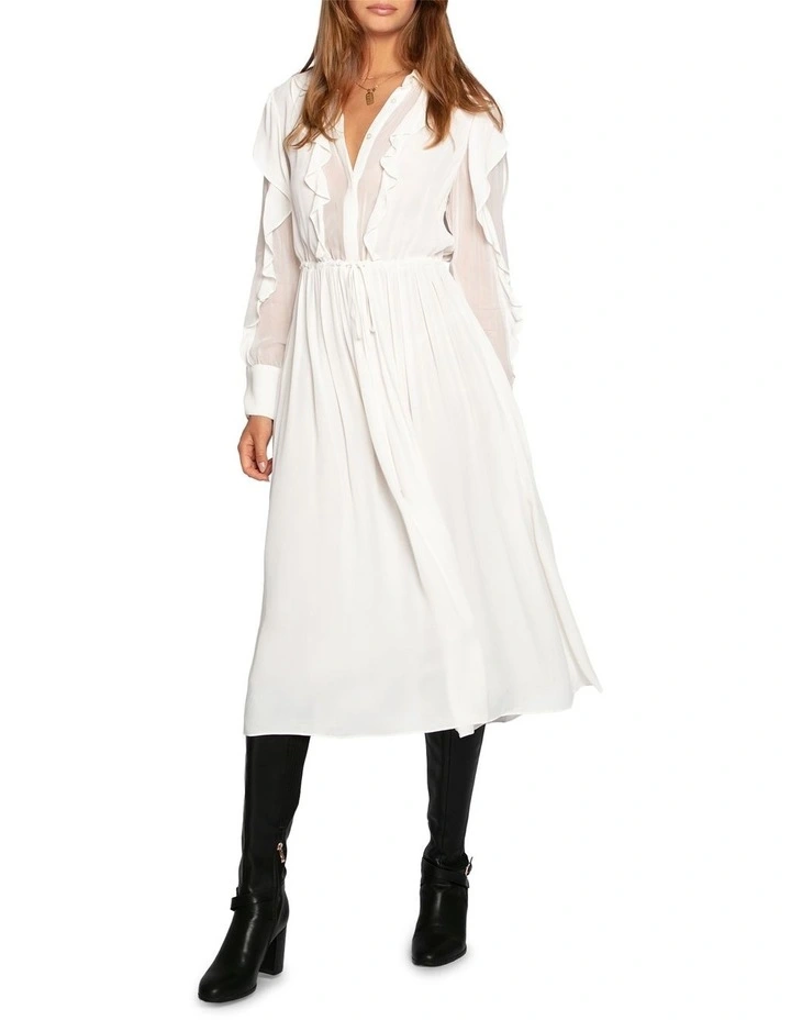 Slow Dance Frill Midi Dress in White image 6