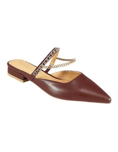 On The Go Leather Flat in Chocolate