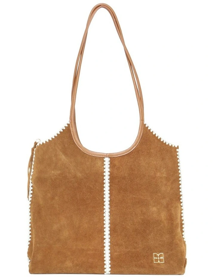 Back To Friends Suede Shopper in Tan image 1