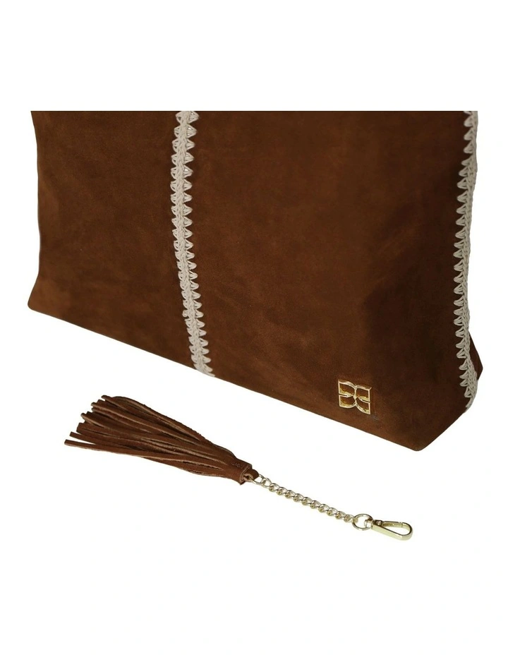 Back To Friends Suede Shopper in Tan image 5