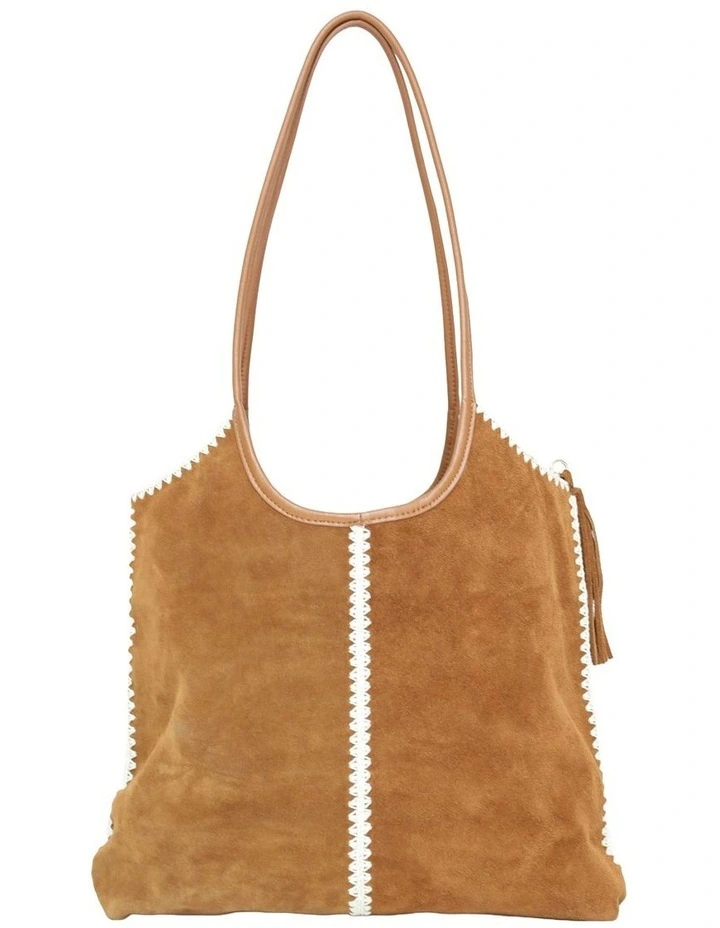 Back To Friends Suede Shopper in Tan image 5