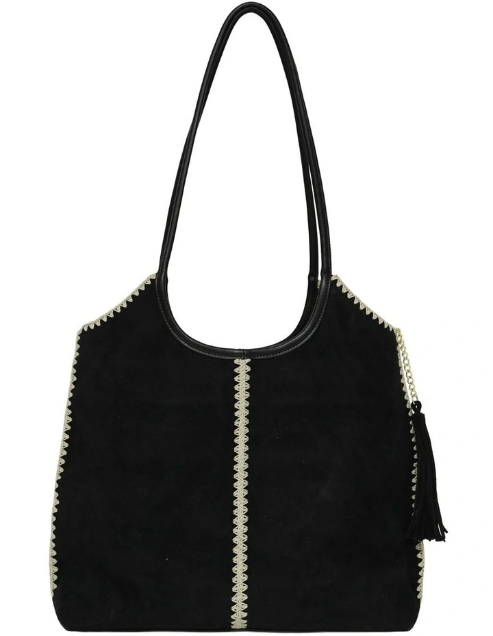 Back To Friends Suede Shopper in Black image 4