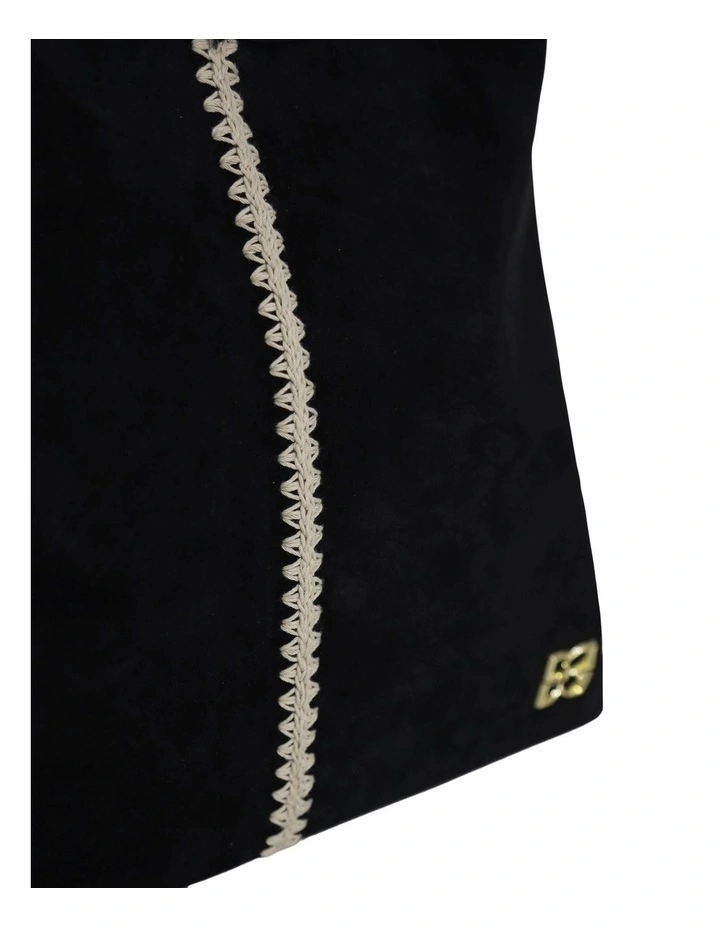 Back To Friends Suede Shopper in Black image 5