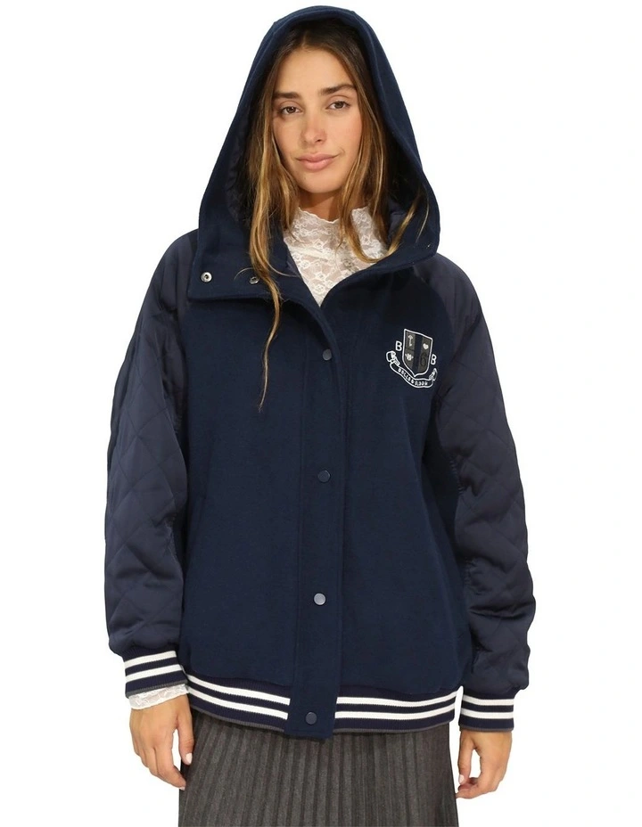 Remix Bomber Varisty Jacket in Navy image 2