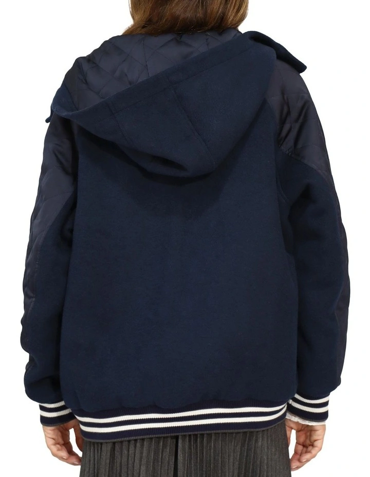 Remix Bomber Varisty Jacket in Navy image 5
