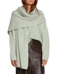 Wrap Me Up Scarf Sweater in Mint