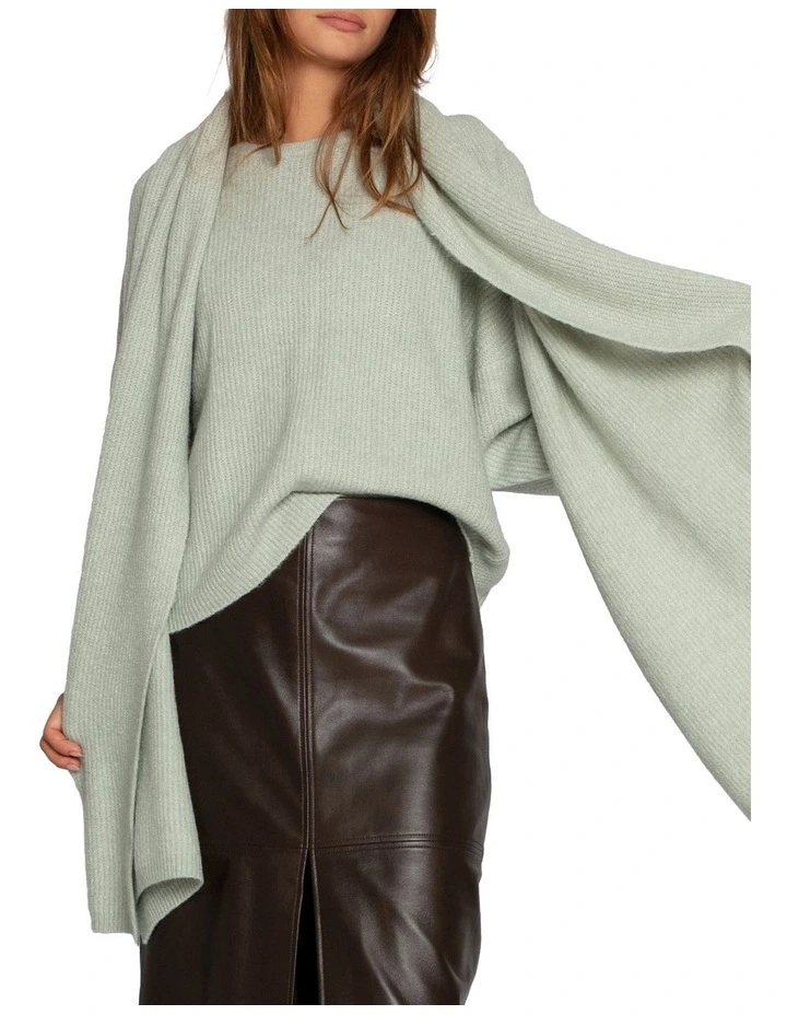 Wrap Me Up Scarf Sweater in Mint image 3