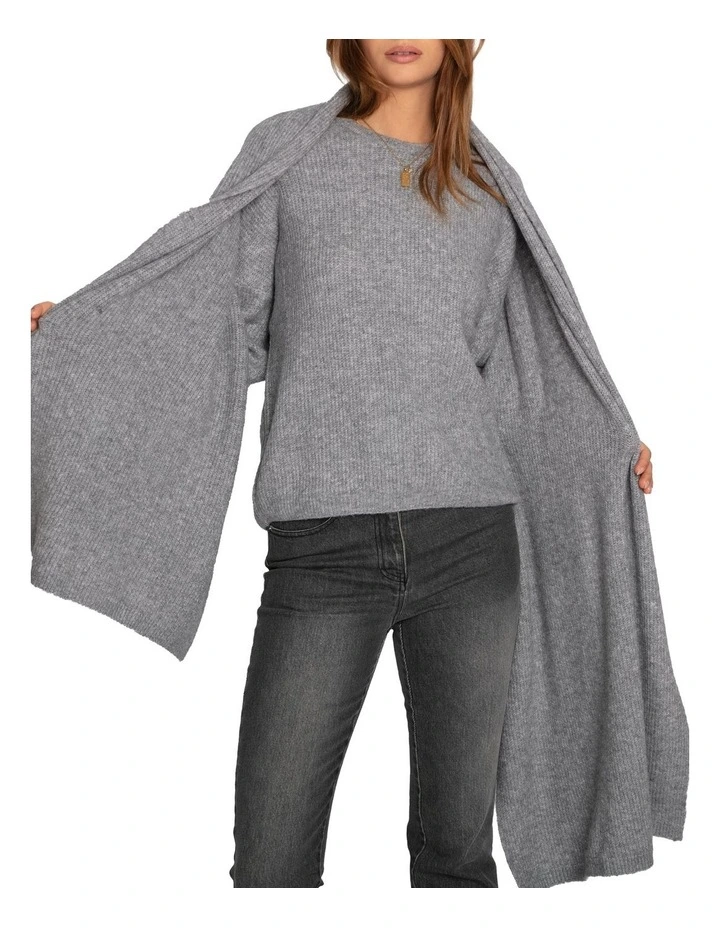 Wrap Me Up Scarf Sweater in Grey Melange image 5