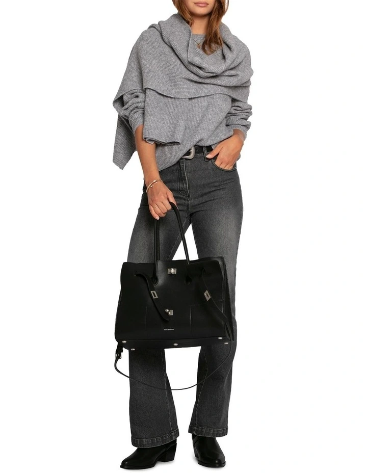 Wrap Me Up Scarf Sweater in Grey Melange image 6