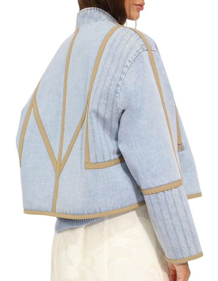 Free And Forward Quilted Denim Jacket in Light Denim Wash image 2