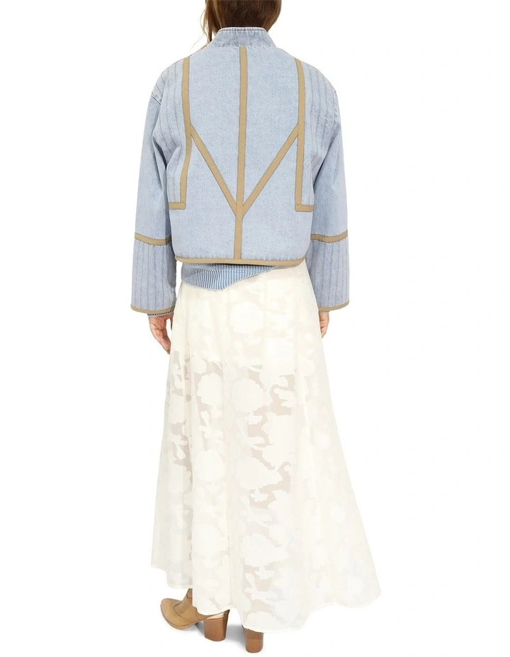 Free And Forward Quilted Denim Jacket in Light Denim Wash image 5