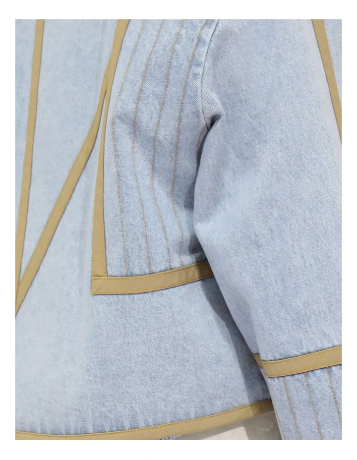 Free And Forward Quilted Denim Jacket in Light Denim Wash image 6