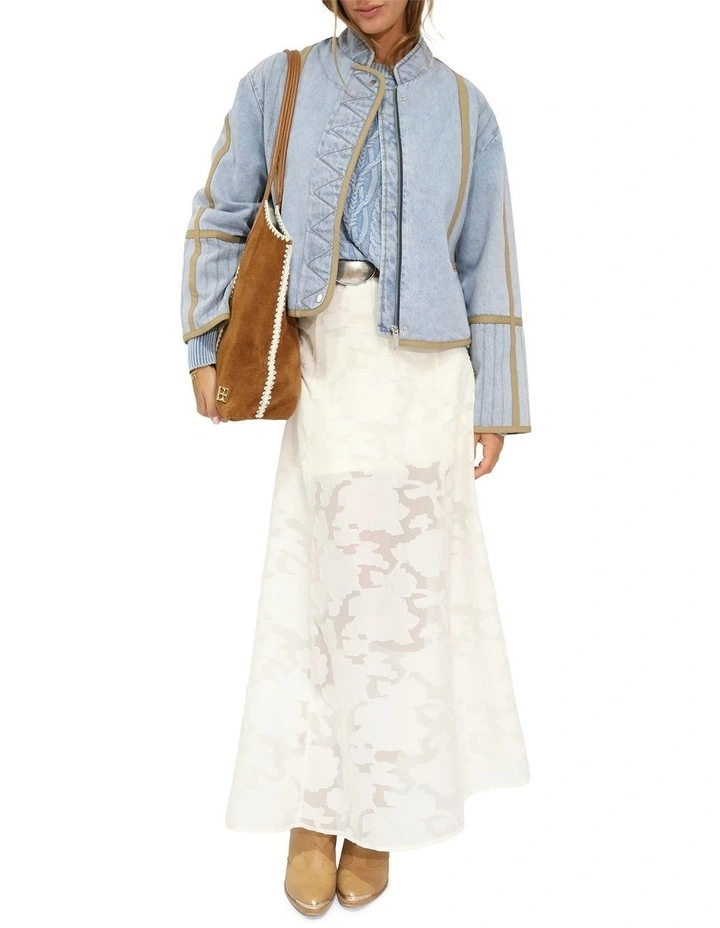 Free And Forward Quilted Denim Jacket in Light Denim Wash image 7