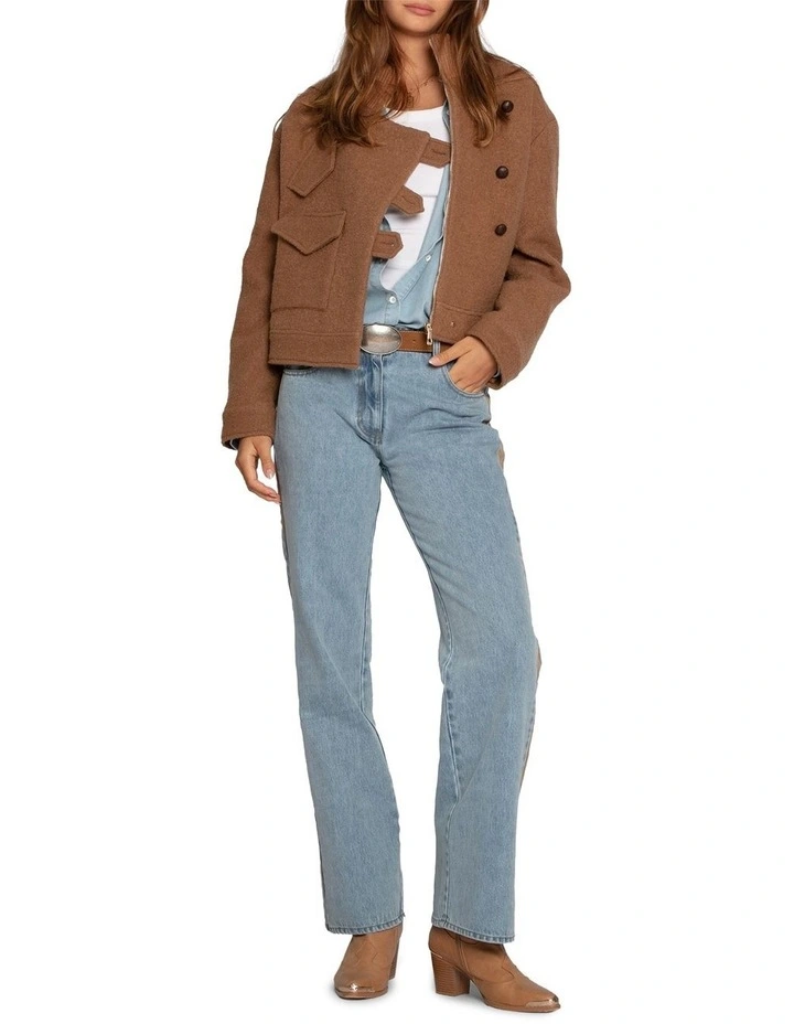 Rebel Mid Rise Side Stripe Denim Jeans in Light Denim Wash image 1
