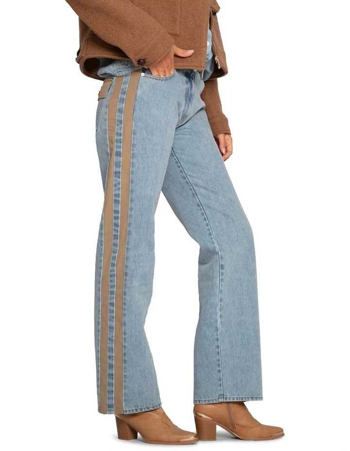 Rebel Mid Rise Side Stripe Denim Jeans in Light Denim Wash image 2