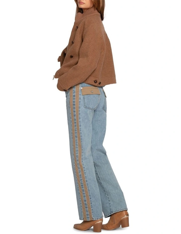 Rebel Mid Rise Side Stripe Denim Jeans in Light Denim Wash image 6