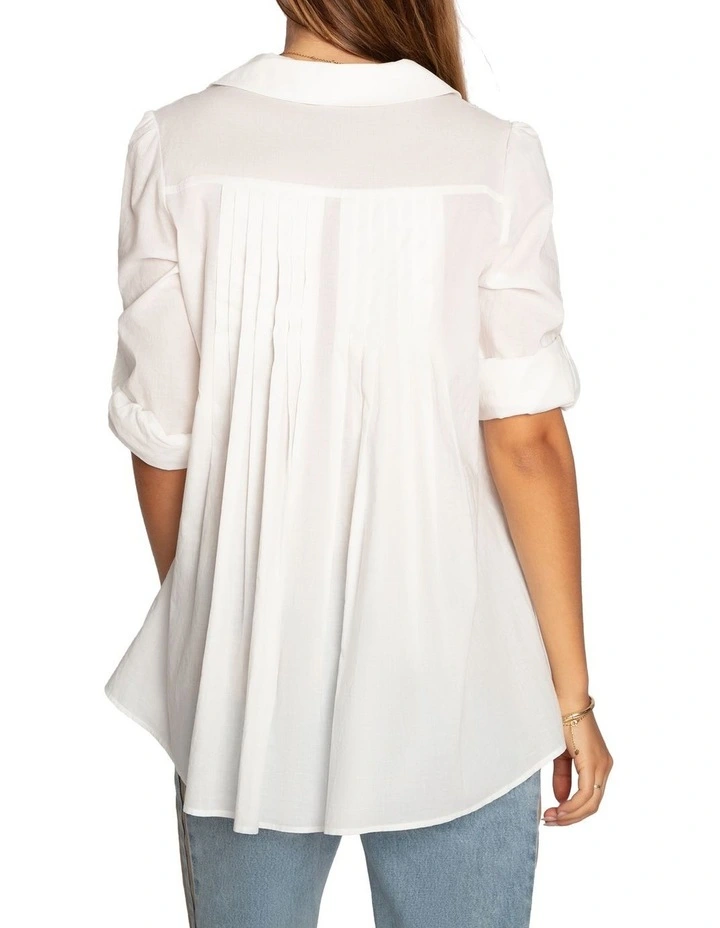 Catch Feelings Pintuck Shirt in White image 3