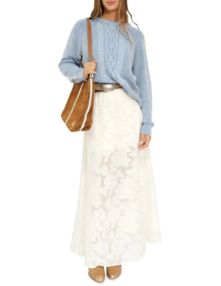 Hudson Street Cable Garment Dyed Sweater in Denim Blue image 5